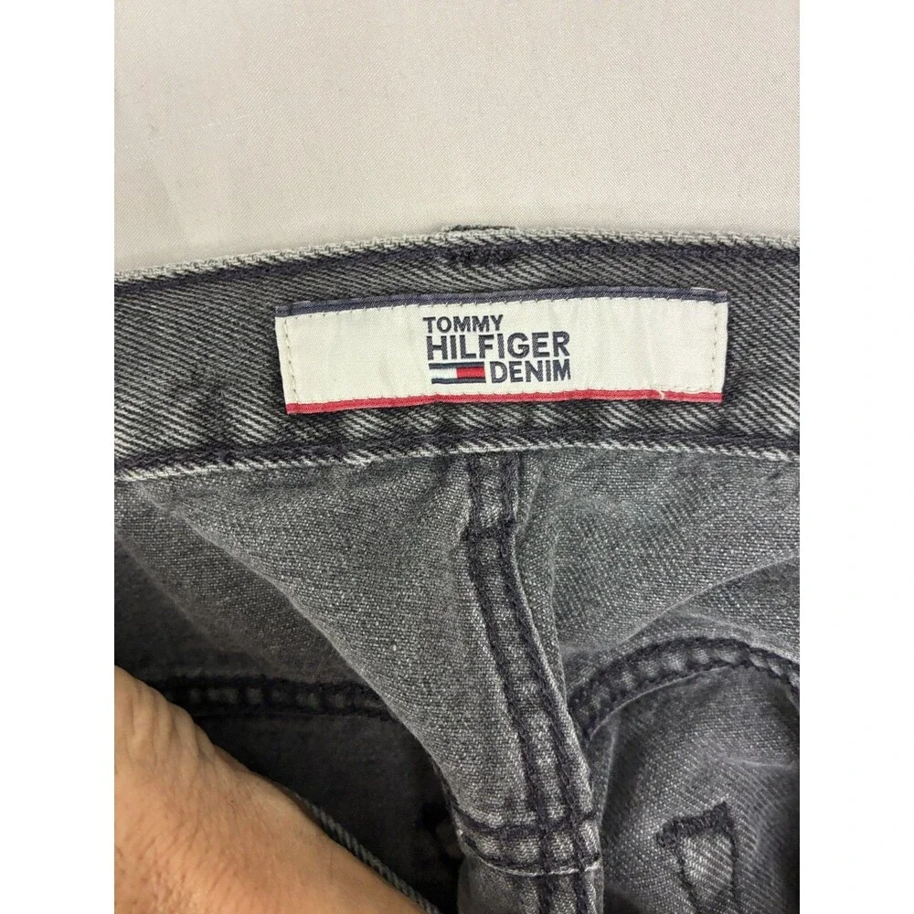 Tommy Hilfiger Denim Jeans Mens 34x30 Gray Black Straight Leg 100% Cotton